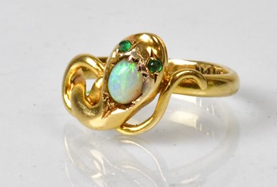 Lot 805 - An 18ct gold ring in the form of an entwined...
