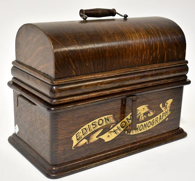 Lot 534 - EDISON; a wooden cased home phonograph, model...
