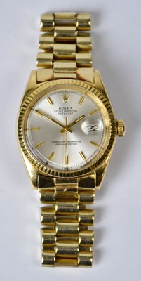 Lot 1046 - ROLEX; an 18ct gold Oyster Perpetual Datejust...