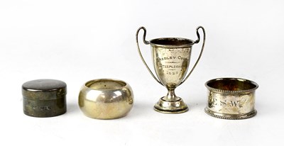 Lot 848 - Various hallmarked silver items to include two...