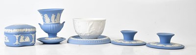 Lot 108 - WEDGWOOD; six pieces jasperware, comprising a...