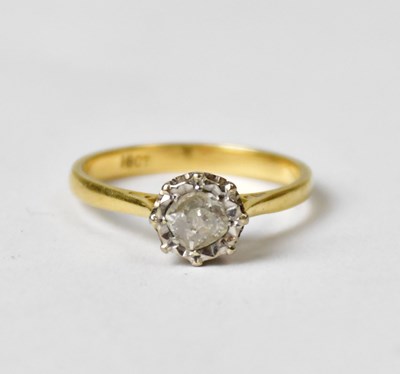 Lot 796 - An 18ct yellow gold ring with a solitaire...