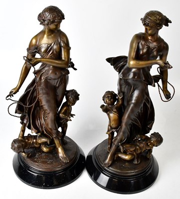 Lot 232 - AFTER ETIENNE-HENRI DUMAIGE; a pair of bronze...