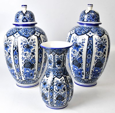 Lot 91 - A pair of Delfia porcelain covered vases of...
