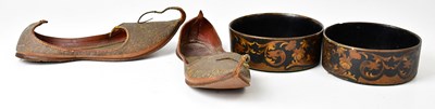 Lot 211 - Two black lacquered papier-mâché bowls with...