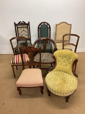 Lot 250 - A Victorian spoon back chair, an Edwardian...