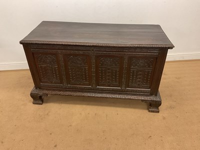 Lot 300 - An 18th century and later oak coffer, with...