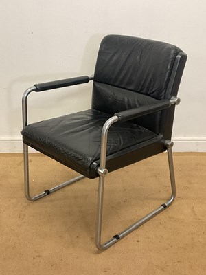 Lot 276 - A 1970s Bauhaus style leather and brushed...