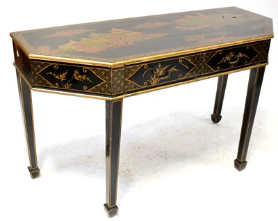 Lot 177 - A Chinese lacquered hall table with two frieze...