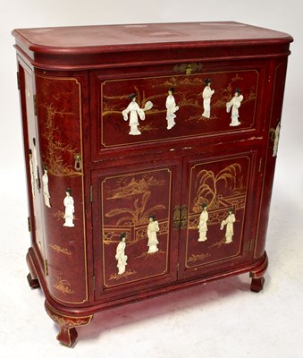 Lot 50 - A red lacquered gilt-heightened chinoiserie...
