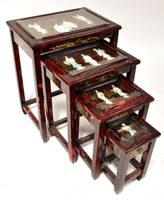Lot 55 - A red lacquered gilt-heightened chinoiserie...