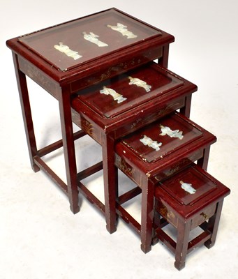 Lot 47 - A red lacquered gilt-heightened chinoiserie...