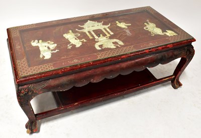 Lot 52 - A red lacquered gilt-heightened chinoiserie...
