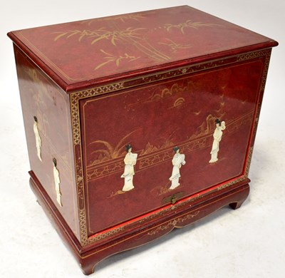 Lot 51 - A red lacquered gilt-heightened chinoiserie...