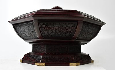 Lot 132 - A Chinese wooden lidded sectional food box,...