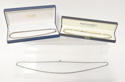 Lot 922 - Three 925 silver necklaces, comprising an...
