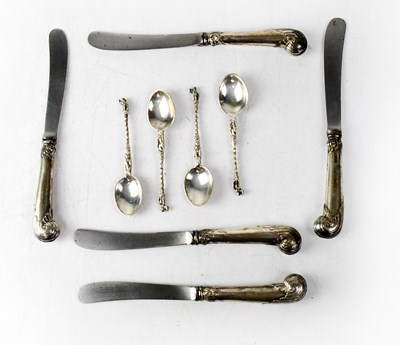 Lot 865 - Four hallmarked silver teaspoons and five...