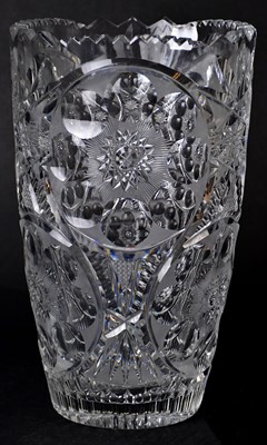 Lot 312 - A cut glass lead crystal vase with engraved...