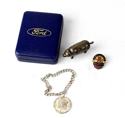 Lot 849 - A sterling silver chain link bracelet and a...