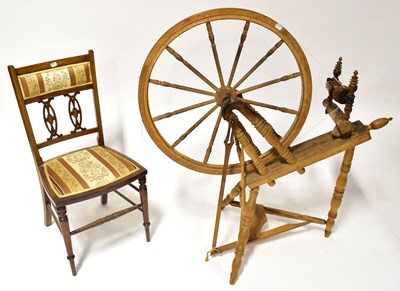 Lot 80 - A mid-19th century Swedish spinning wheel,...