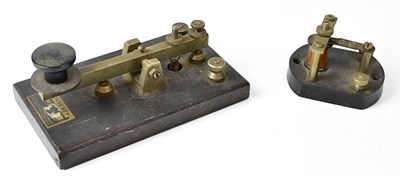Lot 299 - A morse code key on wooden base and a further...