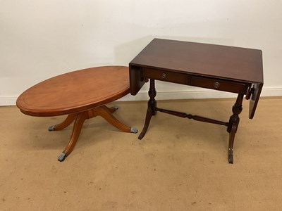 Lot 327 - A reproduction mahogany sofa table and a...
