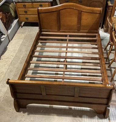 Lot 294 - A modern cherrywood 4ft 6" sleigh bed, with...