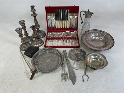 Lot 177 - A group of silver plate including telescopic...