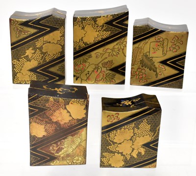 Lot 183 - Five 20th century Japanese lacquered trinket...