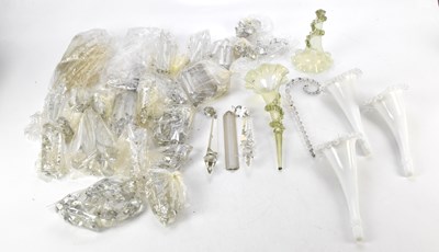 Lot 1201 - A collection of cut glass lustre drops and an...
