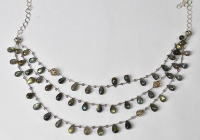 Lot 923 - A Venetian white metal necklace of three...