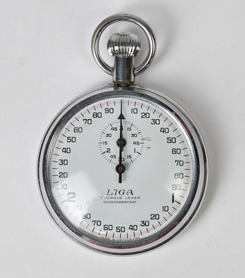 Lot 1042 - LIGA; a seven jewels stainless steel shock...