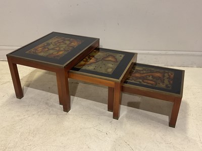 Lot 85 - A nest of three modern glass top tables, each...