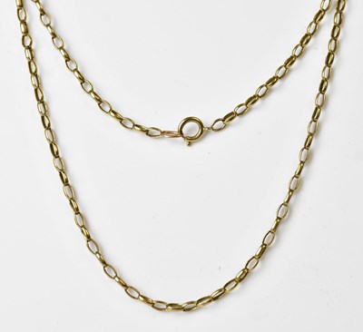 Lot 910 - A 9ct gold chain link necklace with elongated...