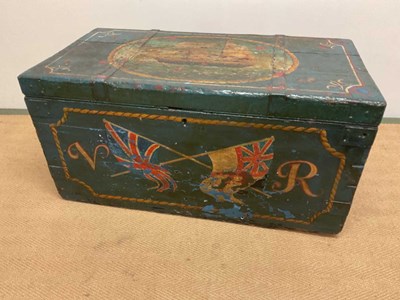 Lot 243 - A painted pine seaman's chest, the lid...