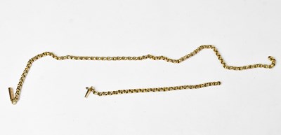 Lot 920 - A yellow metal belcher link necklace, approx....