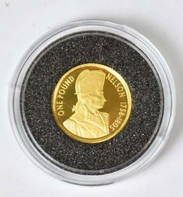 Lot 755 - A £1 gold coin commemorating Nelson, stamped...