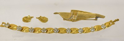 Lot 1002 - TRIFARI; a brooch gold-plated brooch of...