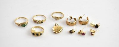 Lot 351 - Four 9ct yellow gold dress rings, sizes I, I...