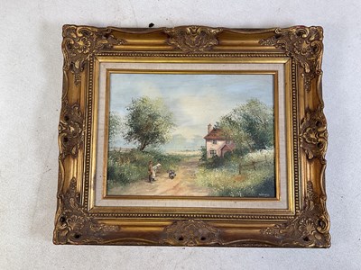 Lot 330 - WILLIAMS; oil on canvas, rural landscape with...