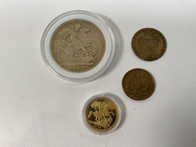 Lot 197 - A Victorian crown, 1887, and three gaming...