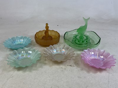 Lot 116 - An Art Deco green tinted glass centrepiece,...