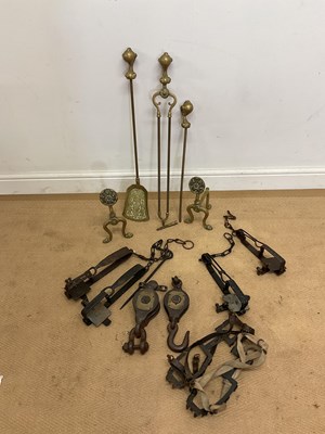 Lot 18 - A group of items including crampons, animal...