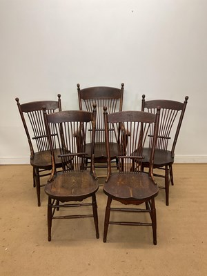 Lot 247 - A set of five c. 1900 ash and elm fan stick...