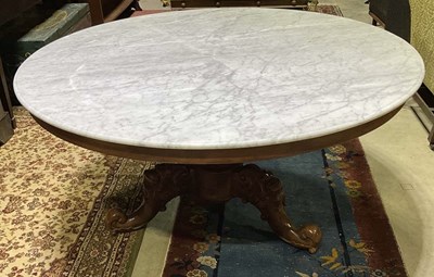 Lot 242 - A large white marble topped circular centre...