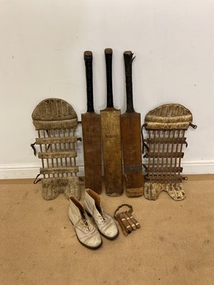 Lot 36 - CRICKET INTEREST; three vintage cricket bats,...