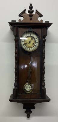 Lot 221 - A Vienna regulator with Roman numeral dial,...