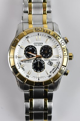 Lot 420 - CITIZEN; a gentleman's Eco-Drive chronograph...