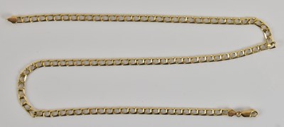 Lot 1316 - A 9ct yellow gold flat link necklace, length...