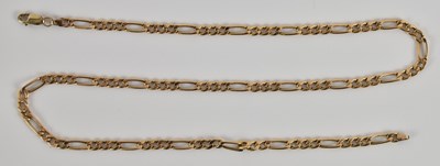 Lot 1339 - A 9ct yellow gold flat long link necklace,...
